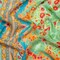 1 Yard Viscose Georgette Blue, Green and Orange Floral Squares Fabric